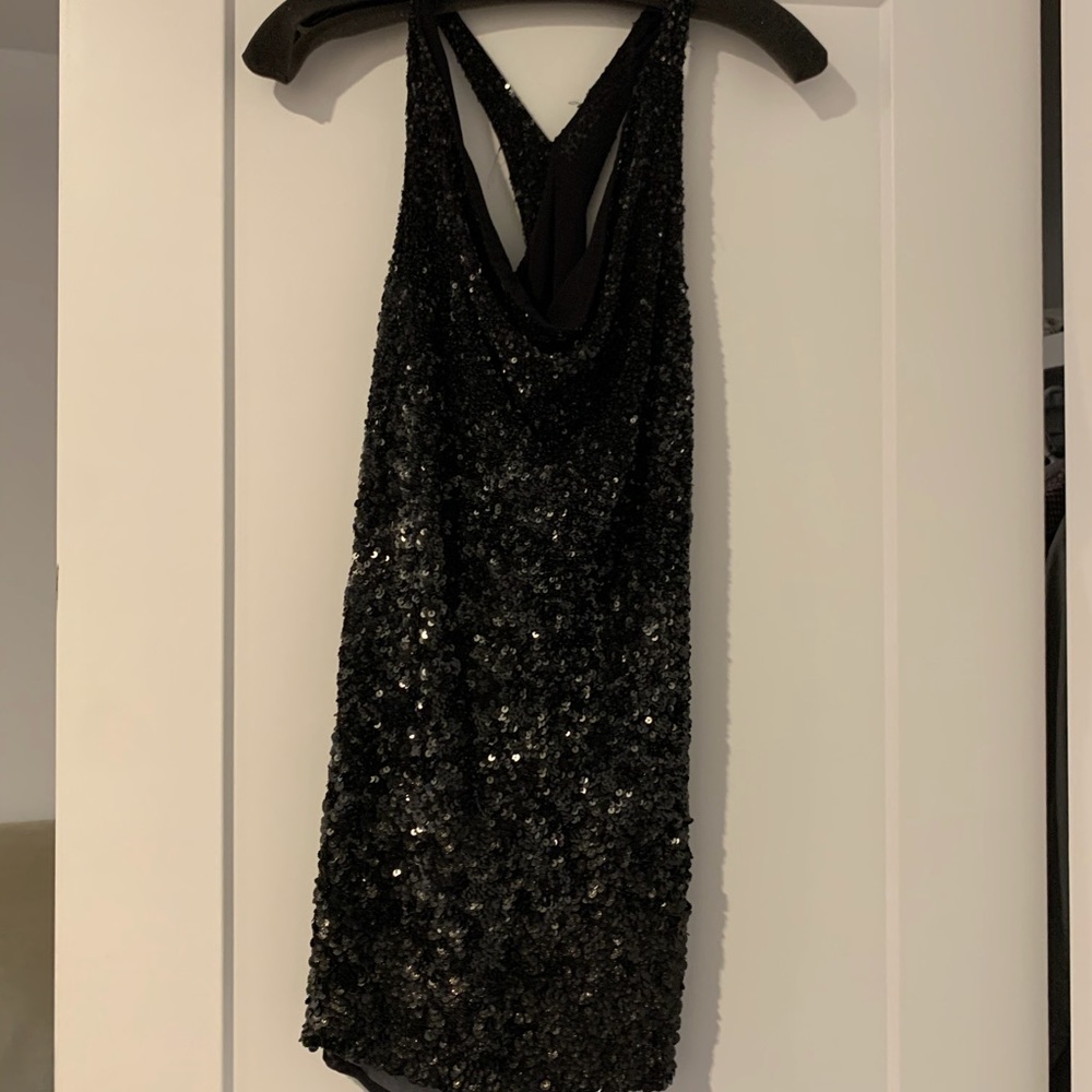 Black beaded mini dress